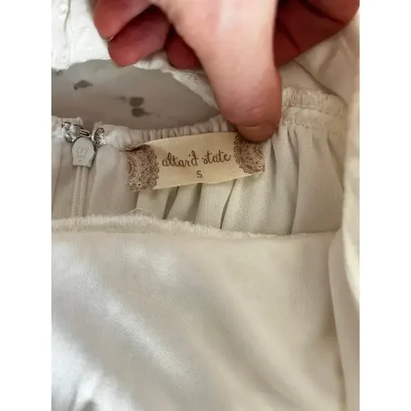 Altar'd State‎ Eyelet Embroidered Halter White Dress Sz Small Women 100% Cotton - Picture 10 of 11